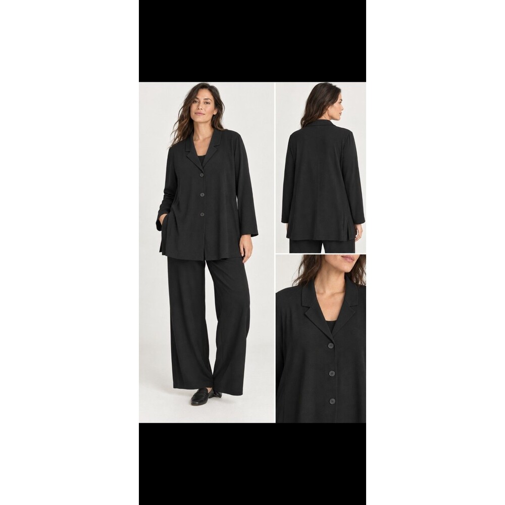 Eileen Fisher Black Oversized Stretch Jacket  Blazer 1X Quiet Luxury Minimalist